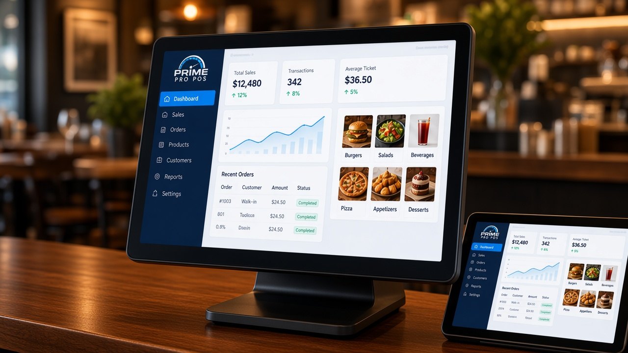 Prime Pro POS system on a business counter